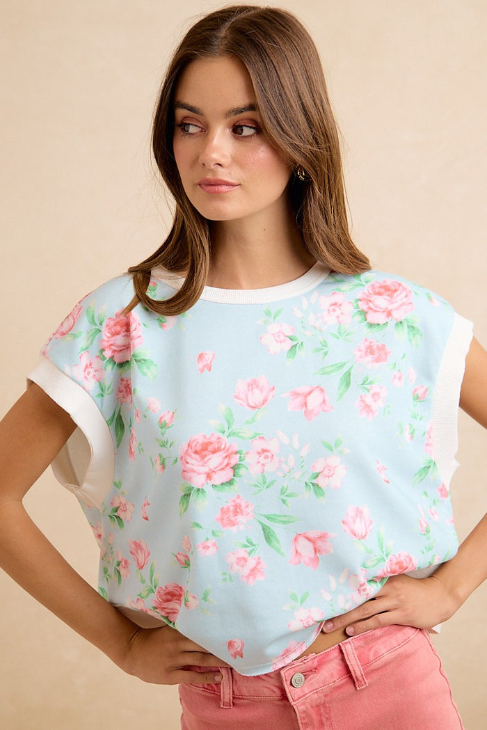 Catch 'Em Staring Floral Terry Top-Cute-Trendy-Shop-Womens-Boutique-Clothing-Store