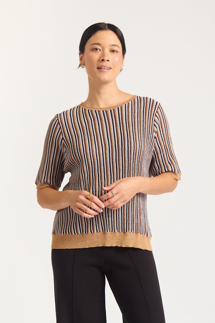Celeste Lurex Shirt In Moonlight