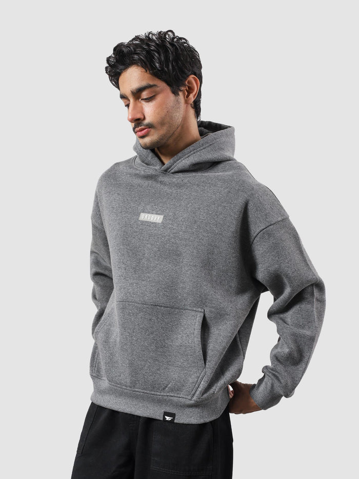 Charcoal heather grey hoodie male model side view full body Pakistan – GROOVY