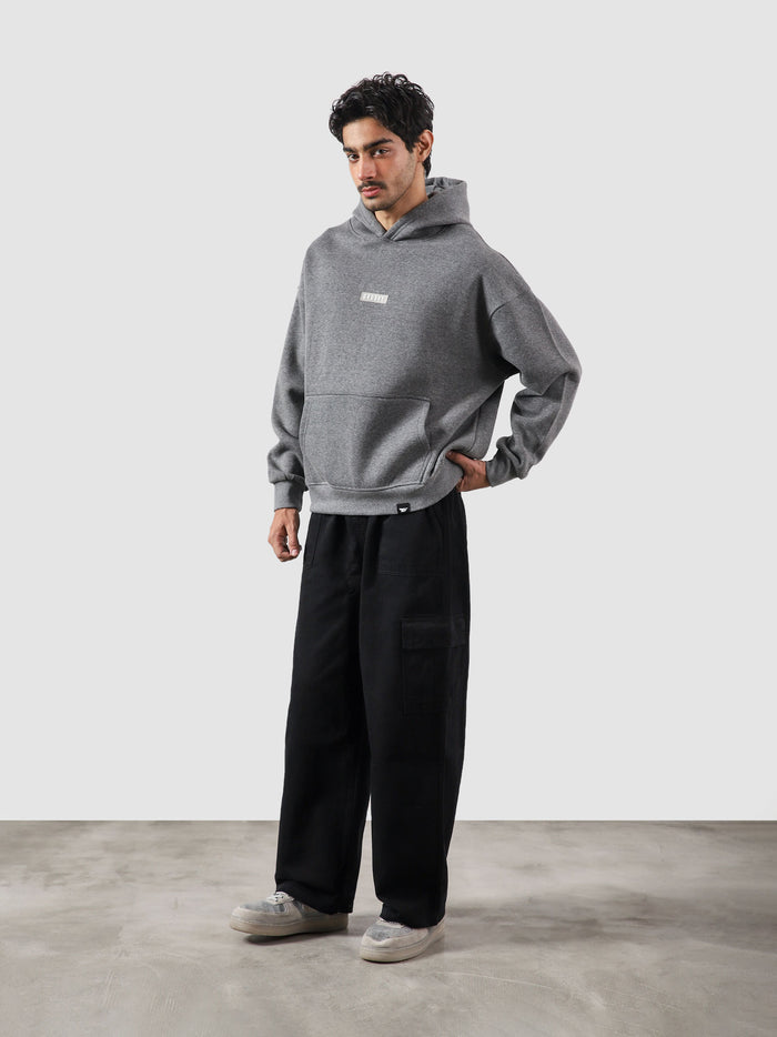 Charcoal heather grey hoodie male model full body front view Pakistan – GROOVY