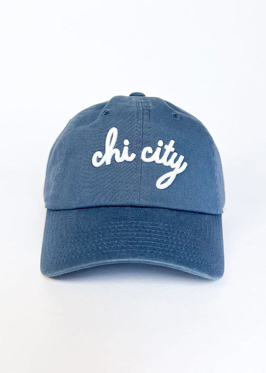 Chi City Cursive Dad Hat - Breaker Blue