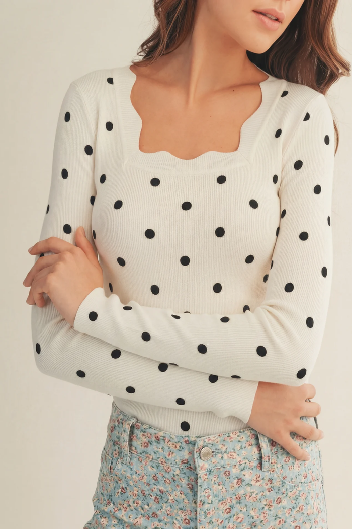 Chloe Polka Dot Knit Sweater - SexyModest Boutique