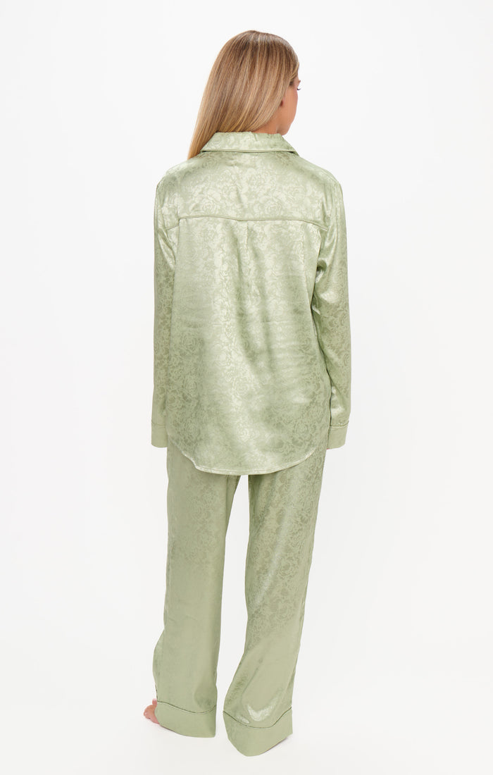 Classic PJ Set ~ Pistachio Floral Silky