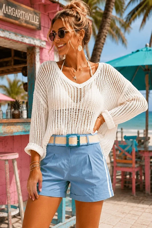 Coastal Chic Belted Mini Shorts-Sky Blue-SMALL-Cute-Trendy-Shop-Womens-Boutique-Clothing-Store