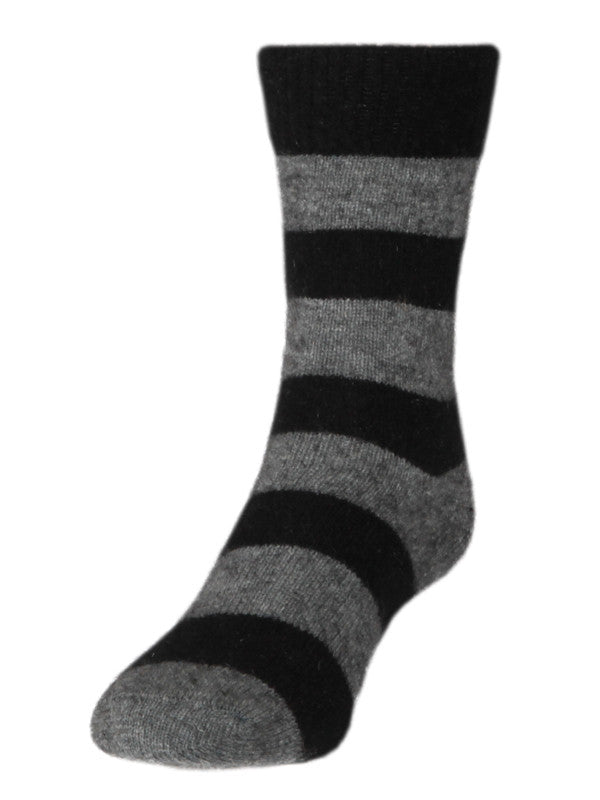 Striped Possum socks. Colour Black/Riverstone