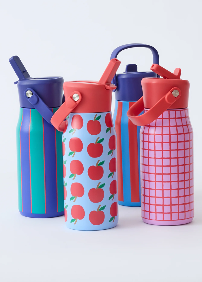Cool Kid Water Bottle - Navy & Green Stripe