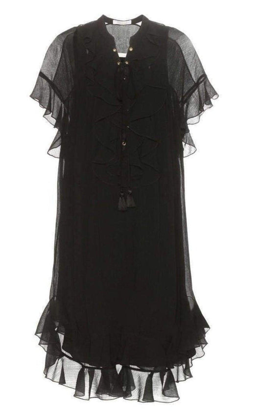 Chloe Cotton Crepon Gauze Ruffle Dress - Runway Catalog