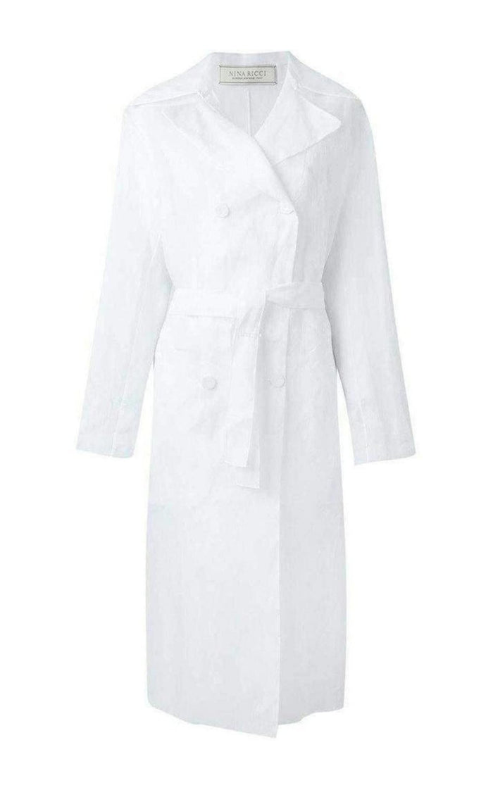 Nina Ricci Cotton Organza Mesh Double Breasted Overcoat - Runway Catalog