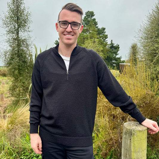 Man wearing Country Laine - Mens Midweight Zip Jacket (CL0029) in the colour Black