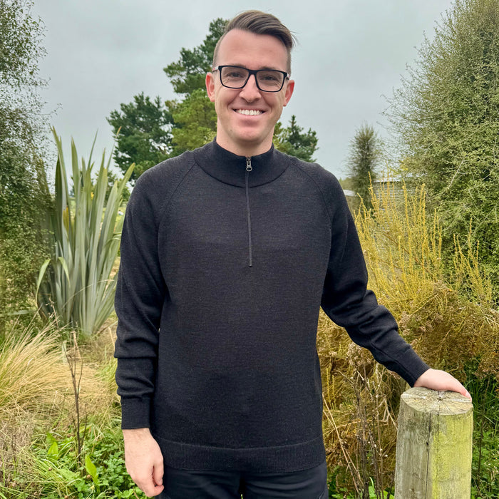 Man wearing Country Laine - Mens Midweight Zip Jacket (CL0029) in the colour Black