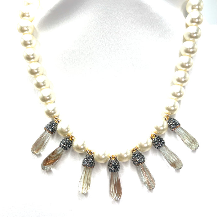 Style the Cultured Pearl Crystal Necklace exclusively at Born To Glam