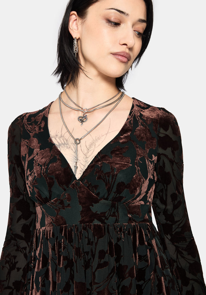 Dakota Devore Velour Flare Sleeve Mini Dress