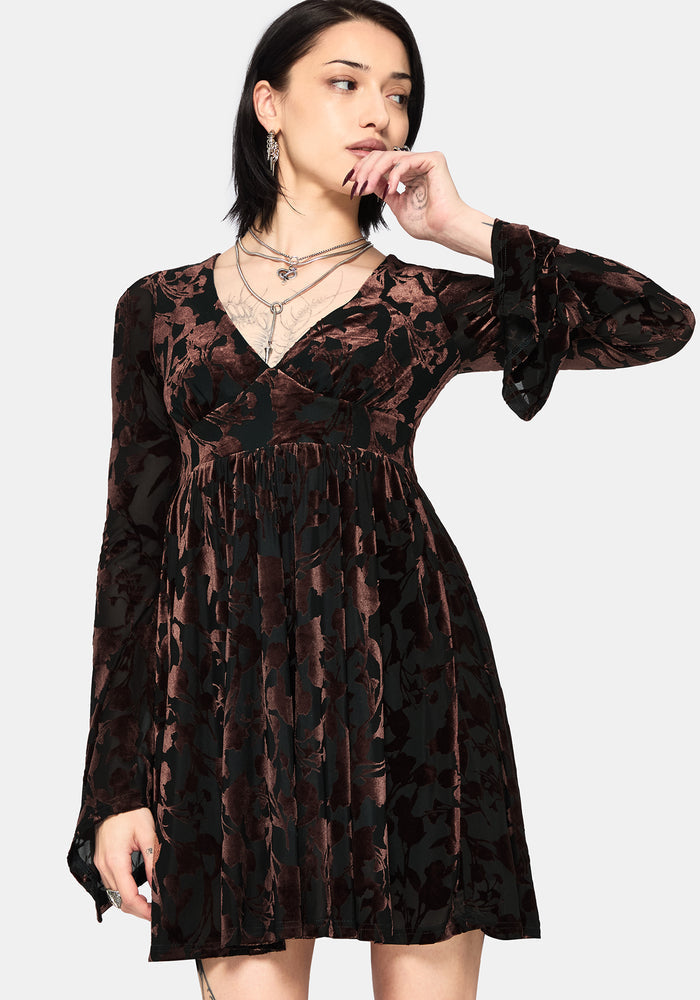 Dakota Devore Velour Flare Sleeve Mini Dress
