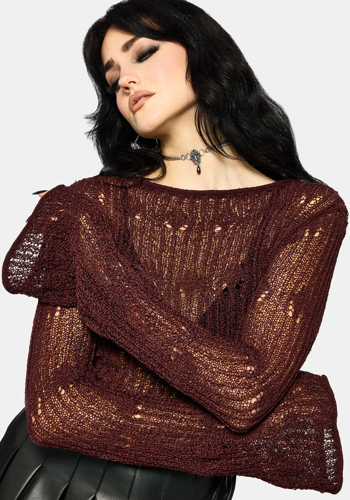 Damien Ladder Knit Top - Burgundy