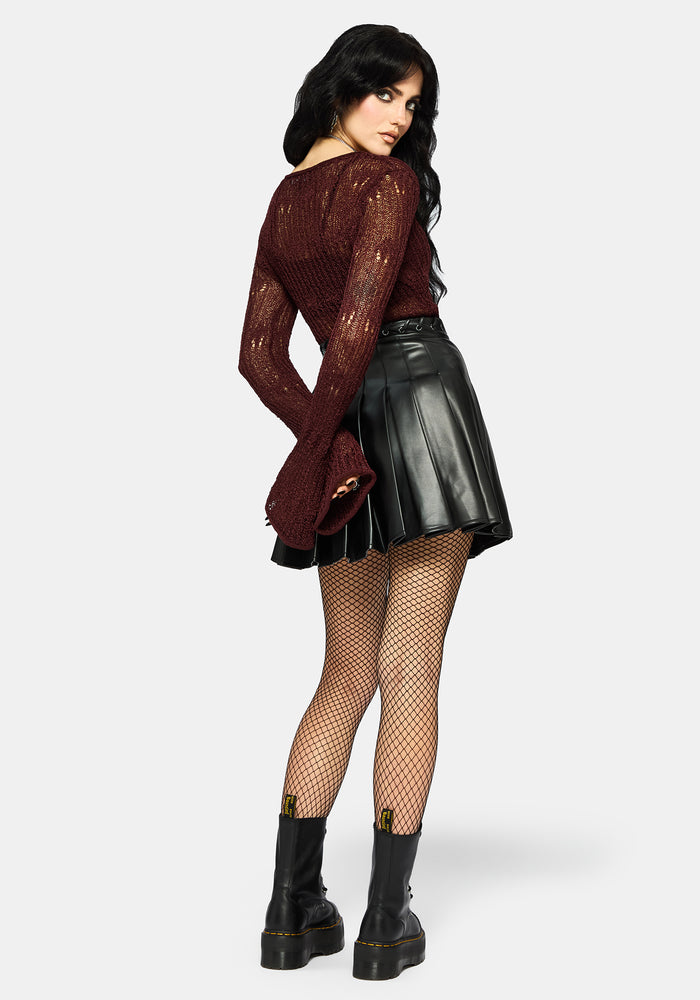 Damien Ladder Knit Top - Burgundy