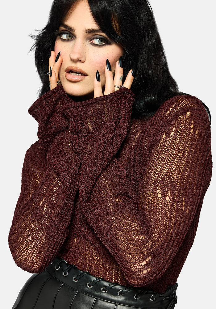 Damien Ladder Knit Top - Burgundy