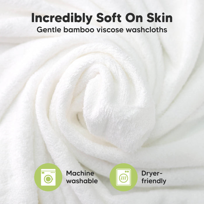 Incredibly Soft On Skin: Gentle bamboo viscose washcloths, Machine washable, Dryer-friendly