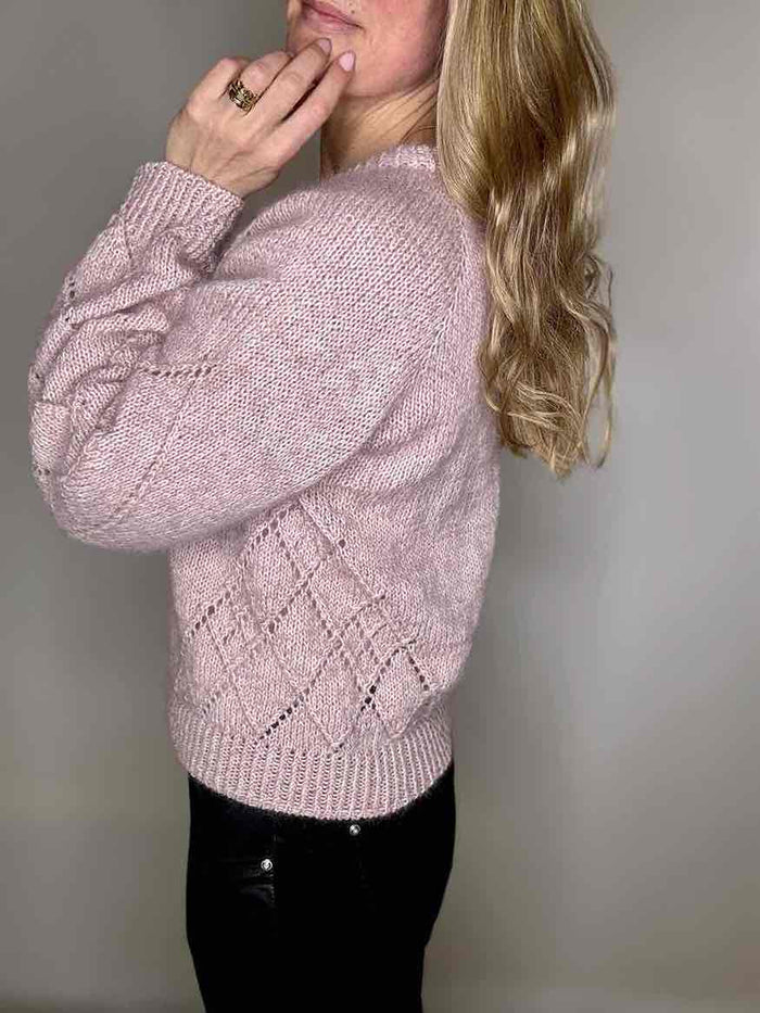 Diamond Line v - neck sweater by Siersknit | Off - white (073, grigio), Light purple (2791)