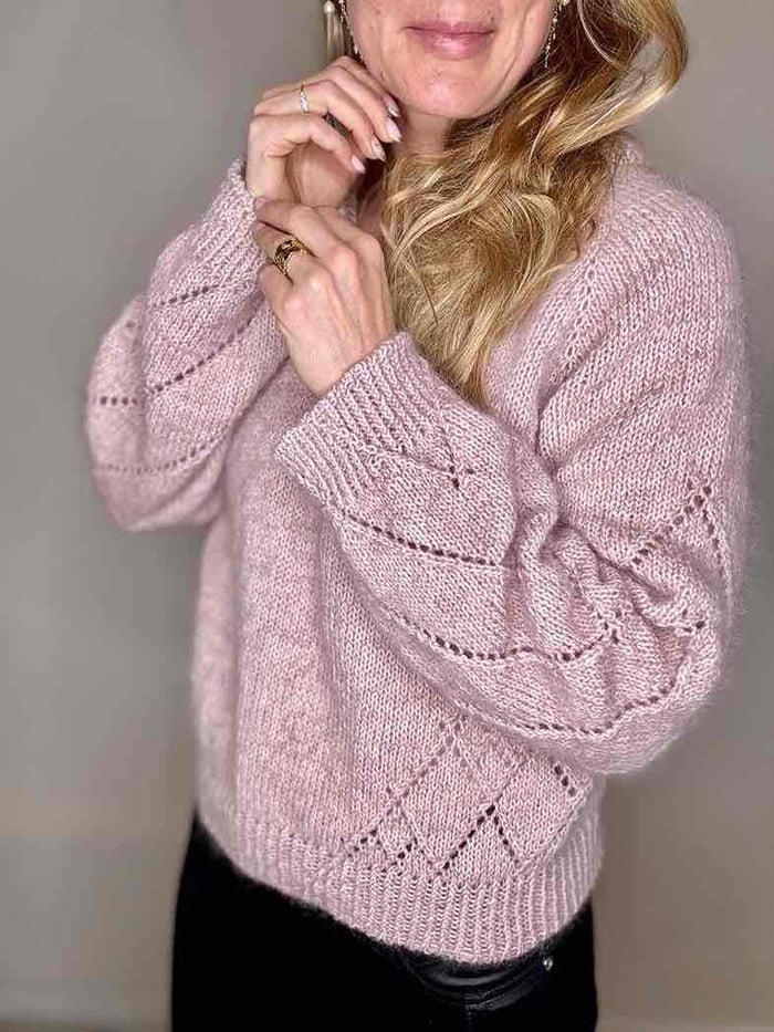 Diamond Line v - neck sweater by Siersknit | Off - white (073, grigio), Light purple (2791)