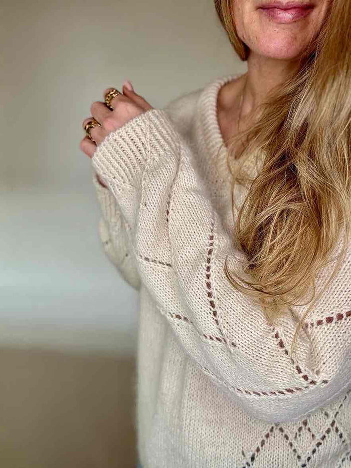 Diamond Line v - neck sweater by Siersknit | Off - white (073, grigio), Off - white (80)