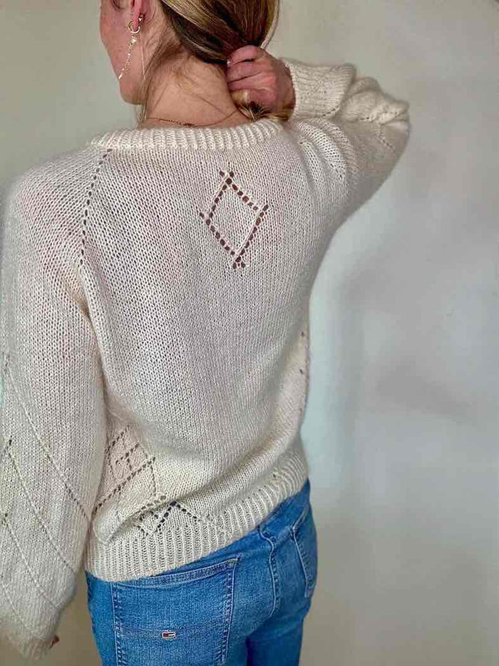 Diamond Line v - neck sweater by Siersknit | Off White (7), Off - white (80)