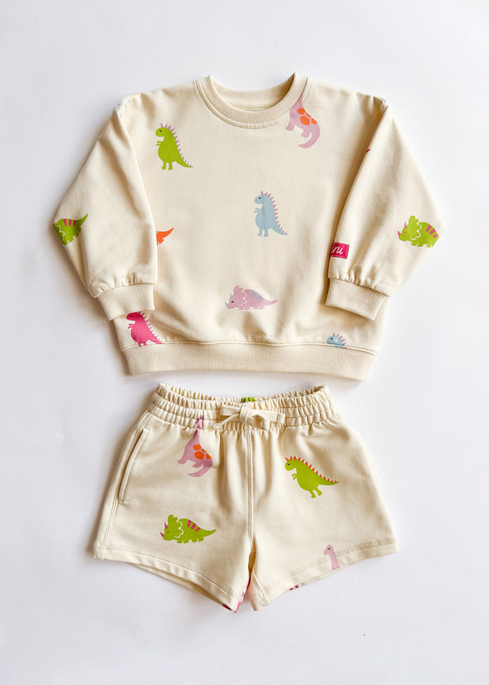 Dinosaur Terry Oversized Sweatshort Set