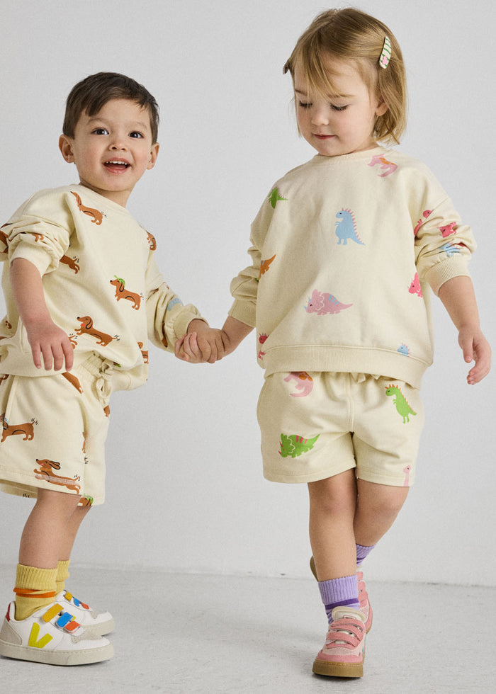 Dinosaur Terry Oversized Sweatshort Set