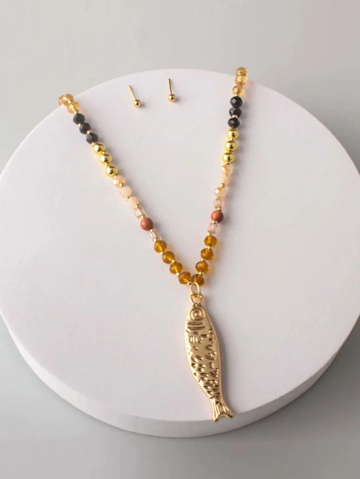 Dive Into Elegance Multi-Pearl Fish Necklace-Cute-Trendy-Shop-Womens-Boutique-Clothing-Store