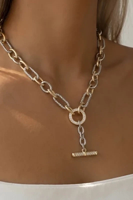 Double Agent Two-Tone Pave Toggle Necklace-Cute-Trendy-Shop-Womens-Boutique-Clothing-Store