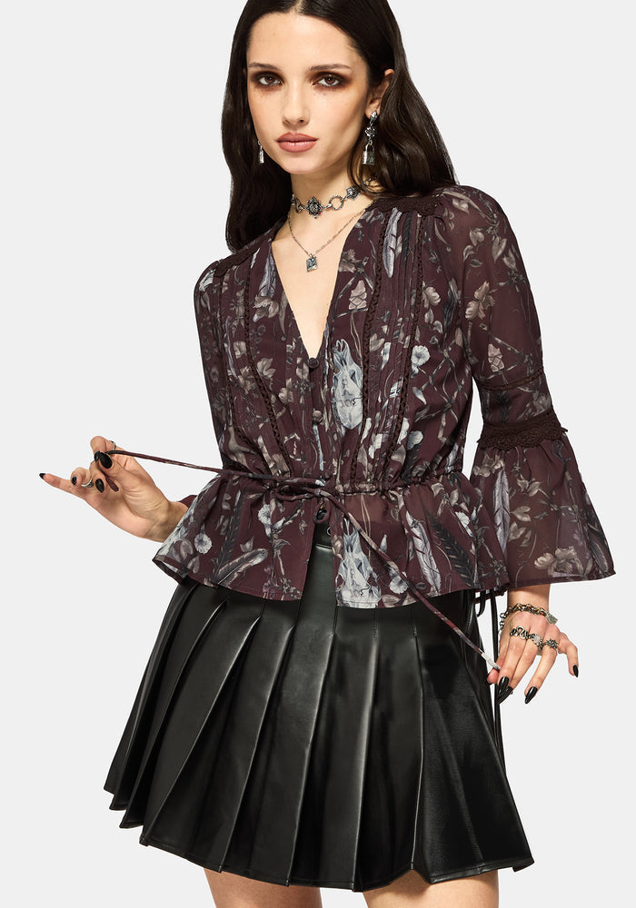 Dusha Garden Print Lace Insert Blouse