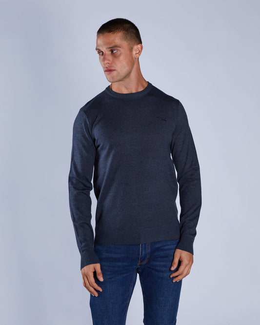Dylan Round Neck Petrol Blue Marl