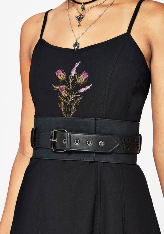 Eugenia Cross Cut Out Detail Faux Suede Waist Belt