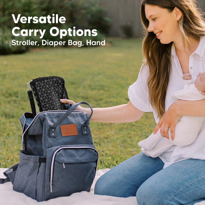 Versatile Carry Options - Stroller, diaper bag, hand