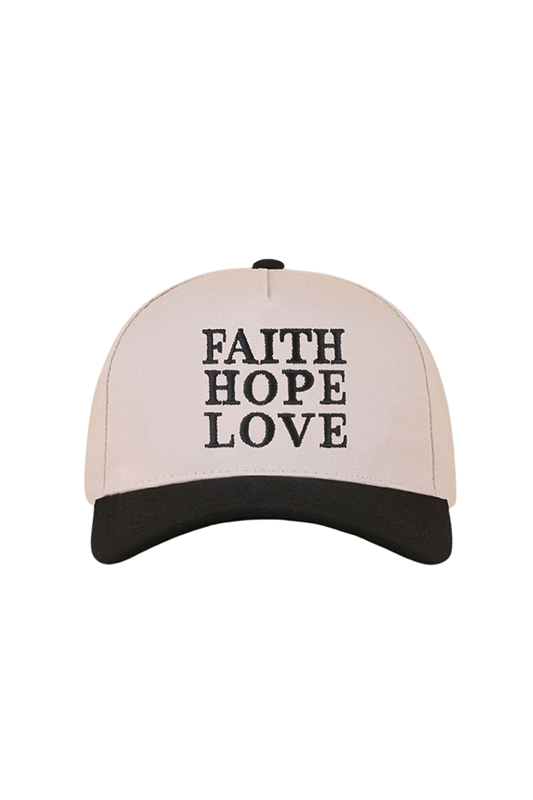 "Faith Hope Love" Two-Tone Ball Cap-Black-Cute-Trendy-Shop-Womens-Boutique-Clothing-Store
