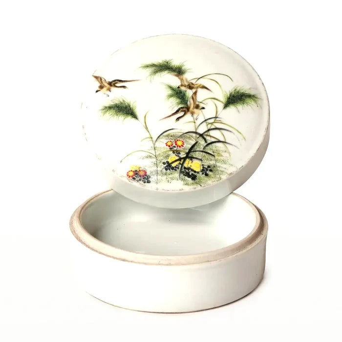 Famille Ware Porcelain Geese Ink Box