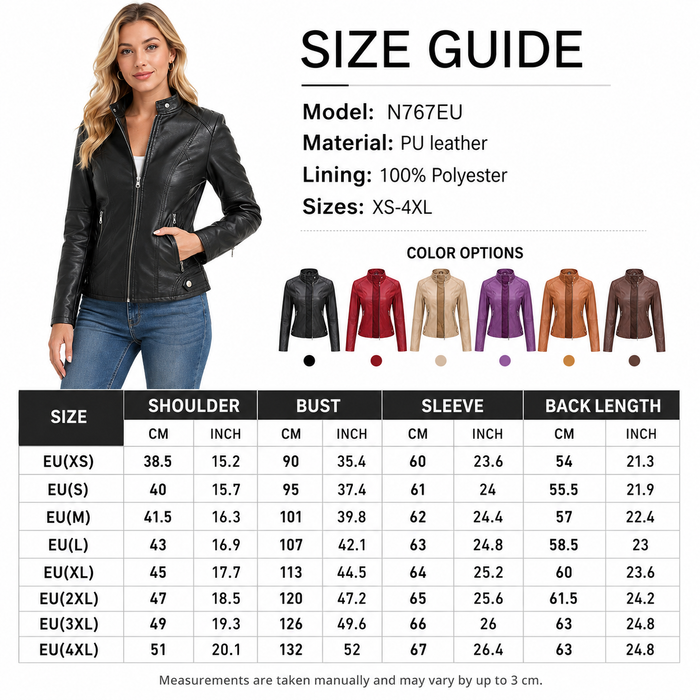 Women’s PU leather jacket for casual streetwear and daily outfits