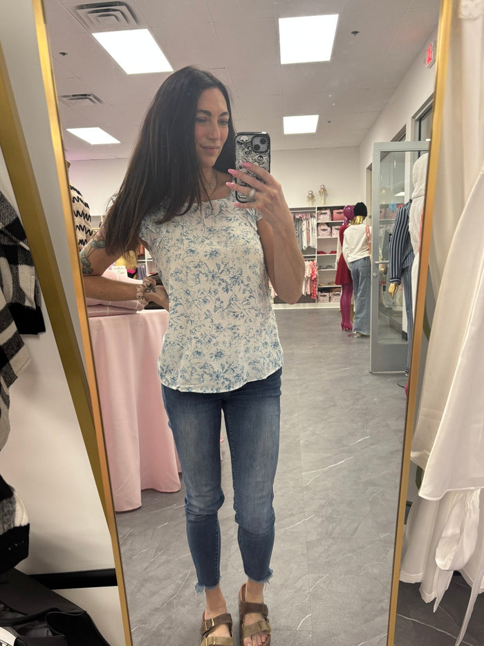Floral Bow Blouse: Sky Blue - Intimate Whispers