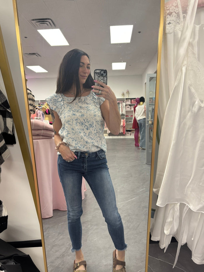 Floral Bow Blouse: Sky Blue - Intimate Whispers