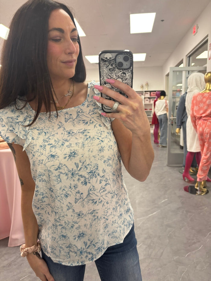 Floral Bow Blouse: Sky Blue - Intimate Whispers