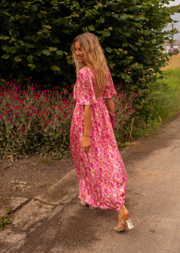 Floral Daphne maxi dress fitted waist detail