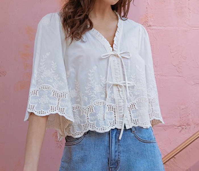 Floral Tie Blouse - SexyModest Boutique