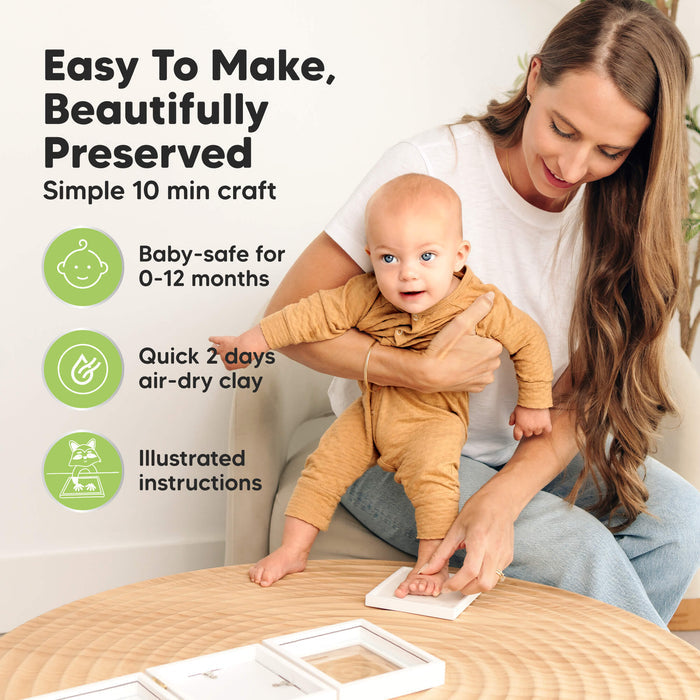 Easy To Make, Beautifully Preserved: Simple 10 min craft, Baby-safe 0–12 months, Quick 2 days air-dry clay, Illustrated instructions
