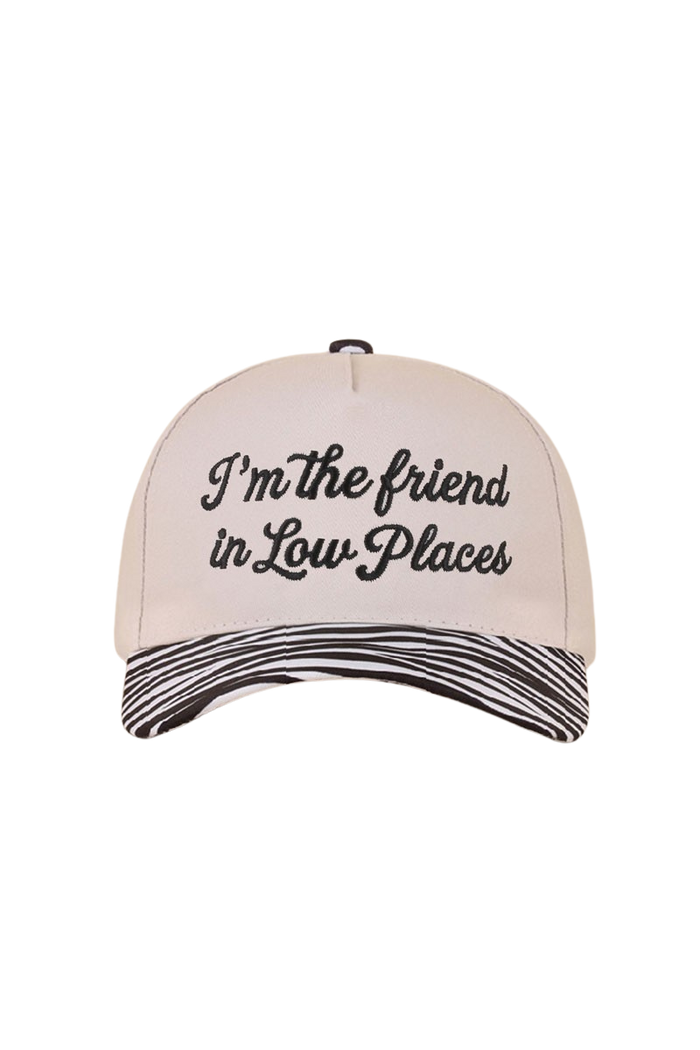 "Friend in Low Places" Two-Tone Ball Cap-Zebra-Cute-Trendy-Shop-Womens-Boutique-Clothing-Store