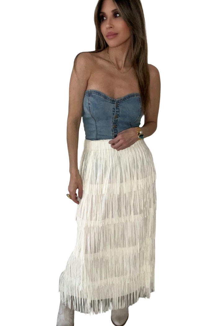 Style the Fringe Layered Skirt exclusively at Born To Glam