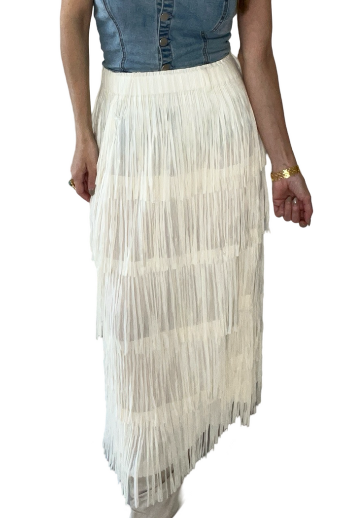 Style the Fringe Layered Skirt exclusively at Born To Glam