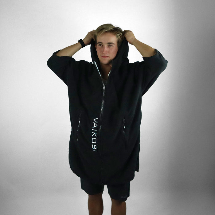 Full Zip Hooded Towel - Black