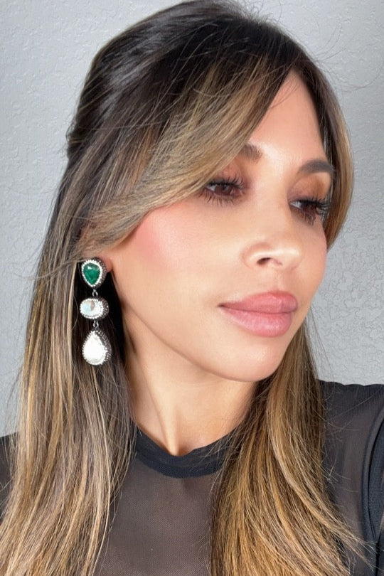 Style the Gemstone Crystal Triple Tier 925 Sterling Silver Dangle Earring exclusively at Born To Glam