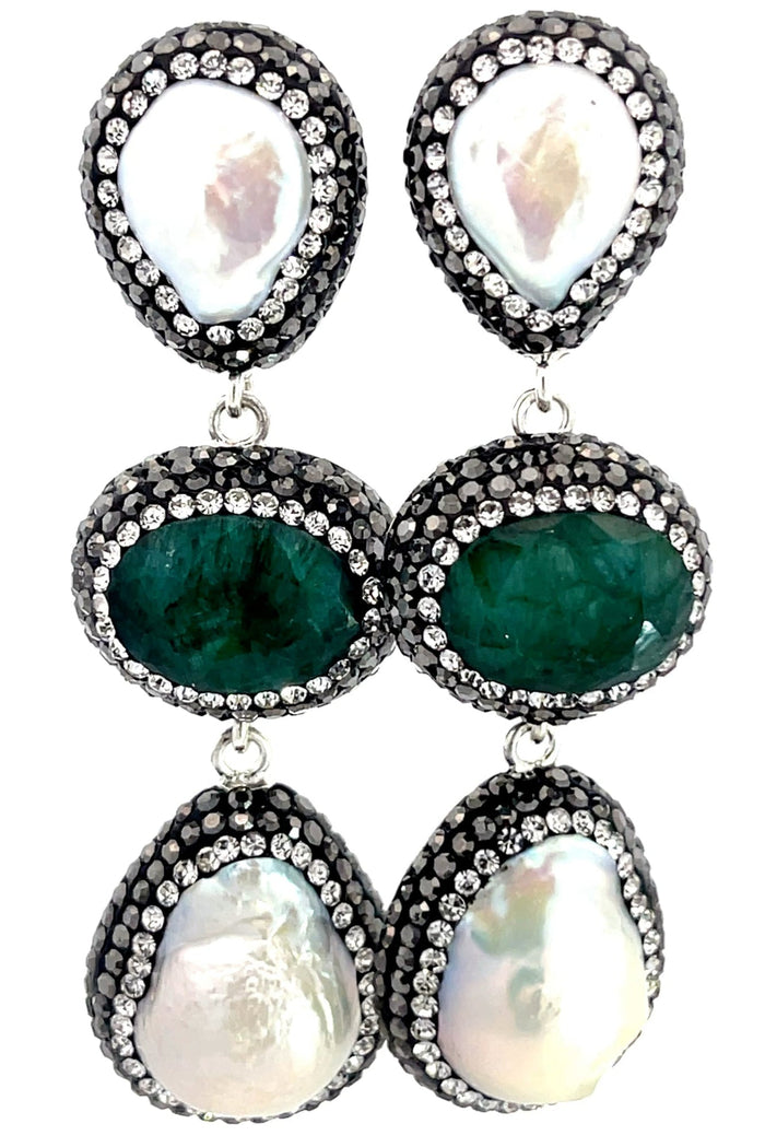 Style the Gemstone Crystal Triple Tier 925 Sterling Silver Dangle Earring exclusively at Born To Glam
