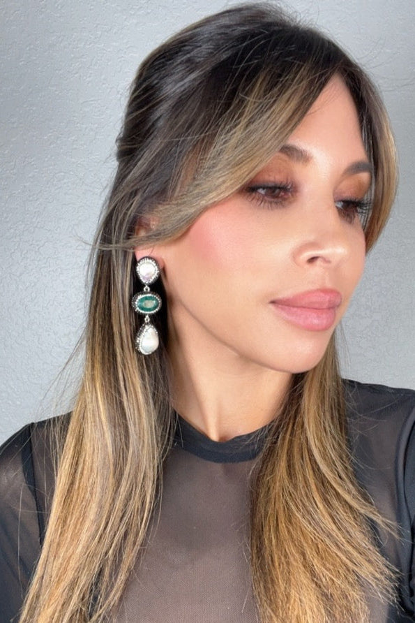 Style the Gemstone Crystal Triple Tier 925 Sterling Silver Dangle Earring exclusively at Born To Glam