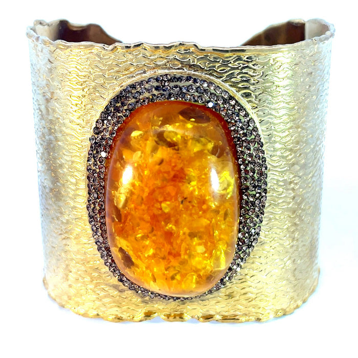 Style the Gemstone Gold Adjustable Statement Cuff Bracelet exclusively at Born To Glam